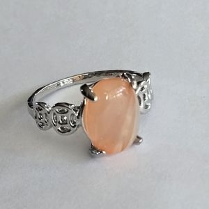 NEW SIZE 10 PINK OPAL FASHION FOREVER WEAR TITANIUM SILVER RING